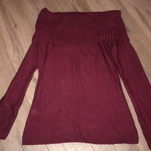Burgundy Off the shoulder sweater